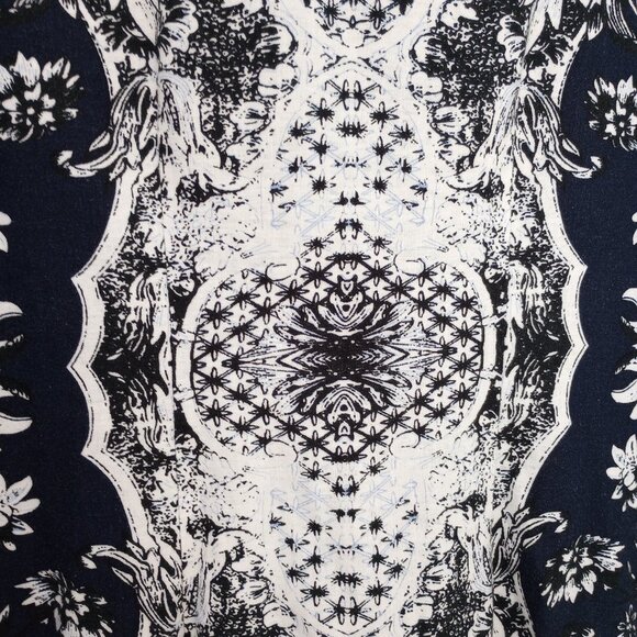 Soft Surroundings Navy Floral Linen-Blend Shirt Dress - Picture 6 of 10